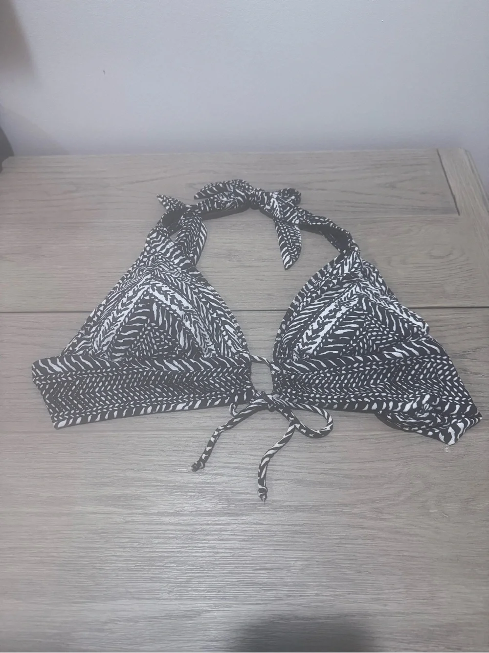 Robin Piccone Black and White Halter Tie-Front Bikini Set